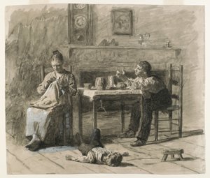 Thars Such A Thing As Calls in This World, illustration til Mr. Neelus Peelers Conditions, 1879 (sort blæk med uigennemsigtige hvide highlights på cremefarvet, mellemvægtigt, glat vævet papir) af Thomas Eakins